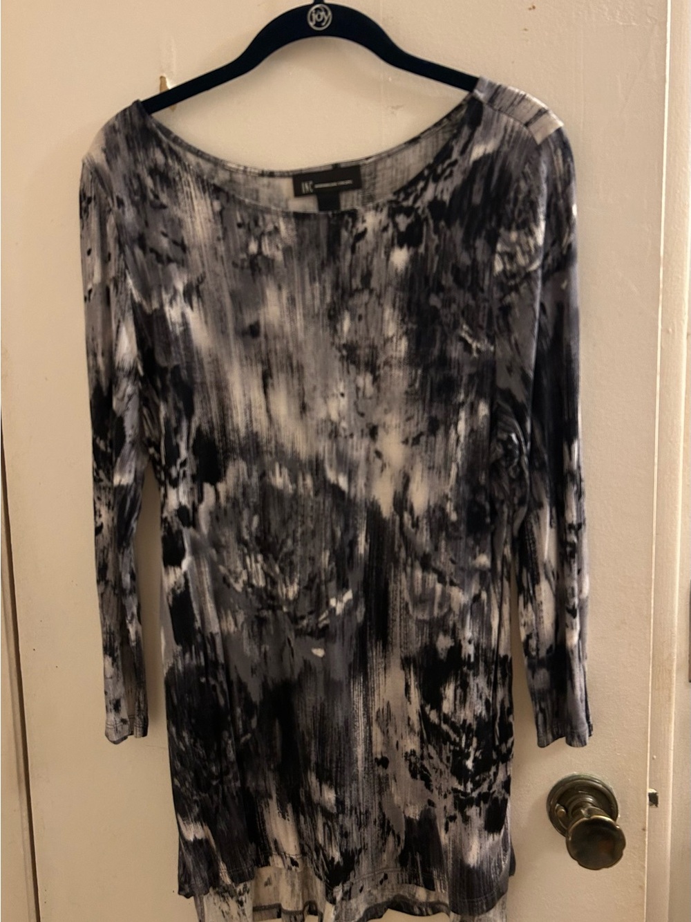 INC International Concepts Black & White Abstract Print Tunic Top